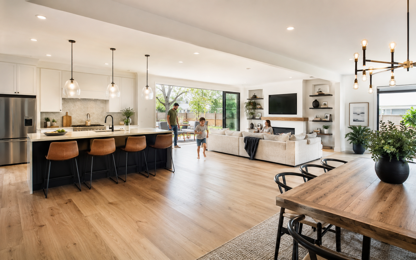 Open plan living spaces